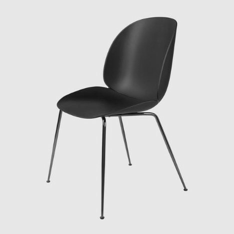 Beetle Dining Chair - Sort krom