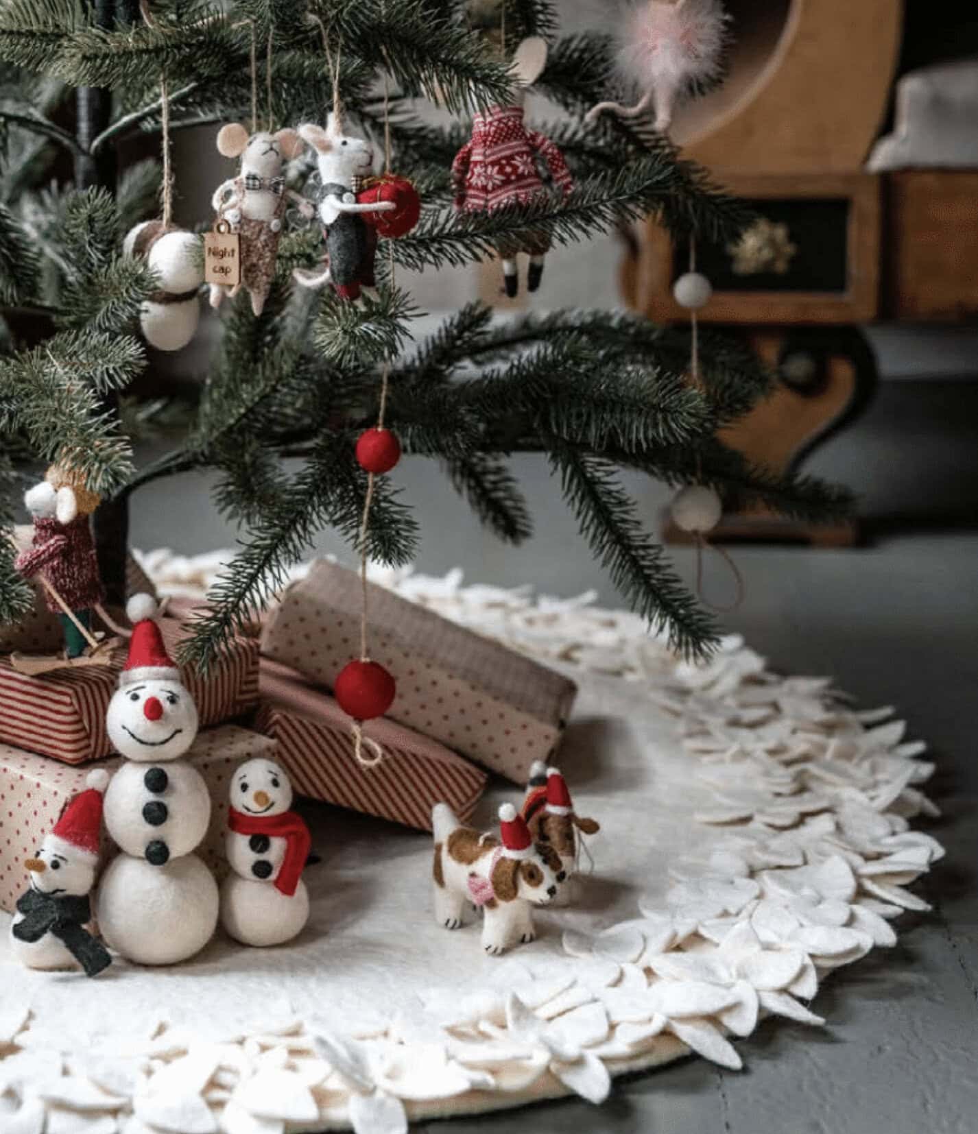 Juletreteppe i ullfilt -Snø - Bilde 3