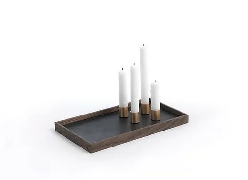 Lysbrett i mørk eik/messing