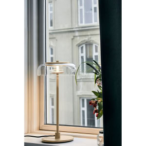 Blossi table, nordic gold/clear