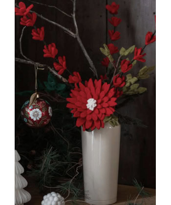 Julekule med blomster -Rød - Bilde 2