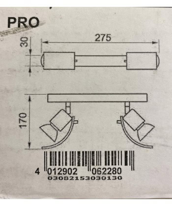 PRO Dobbel vegg/taklampe - Krom