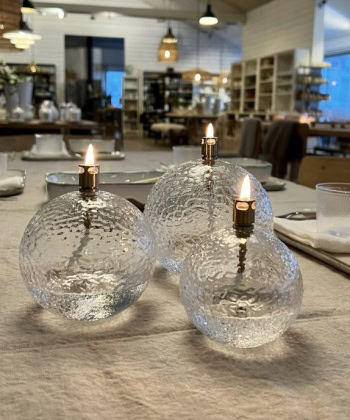 Oljelampe Rund -Hamret glass