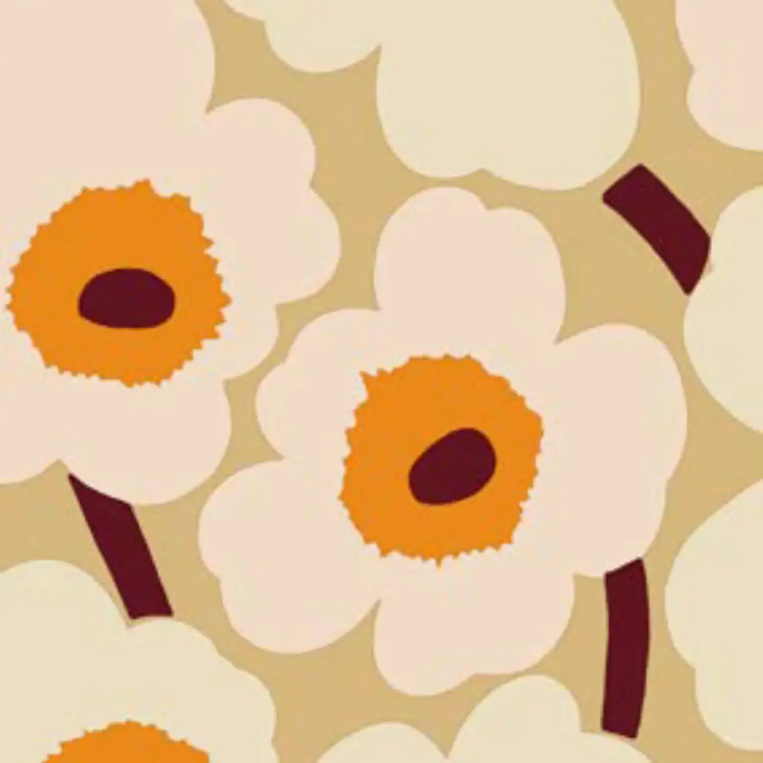 Papirservietter -Marimekko Unikko Beige Orange, Lunsj