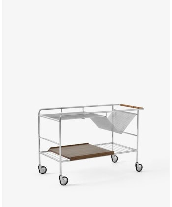 Alima Trolley NDS1 -Trallebord i krom/valnøtt
