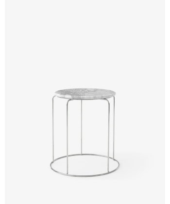 Wire Stool VP11 -Sidebord i krom med hvit marmor topp