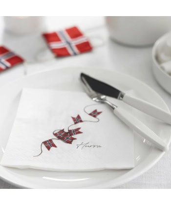 Alternative view of Serviett -Hurra med norske flagg, lunsj