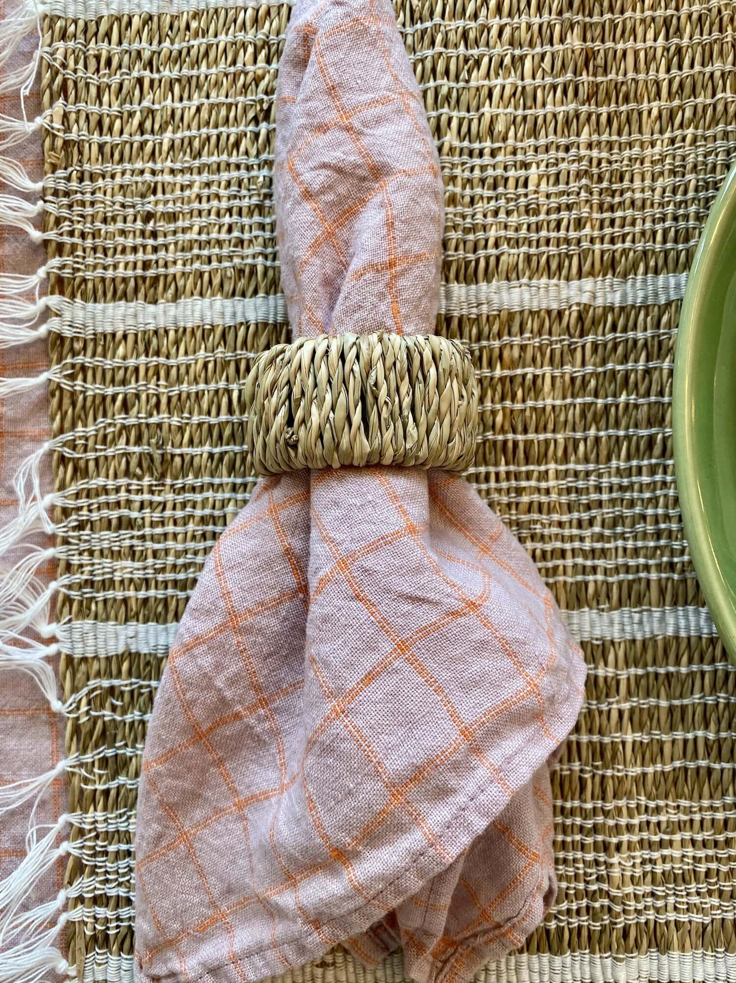 Linserviett -Parma Orange Checks - Bilde 2