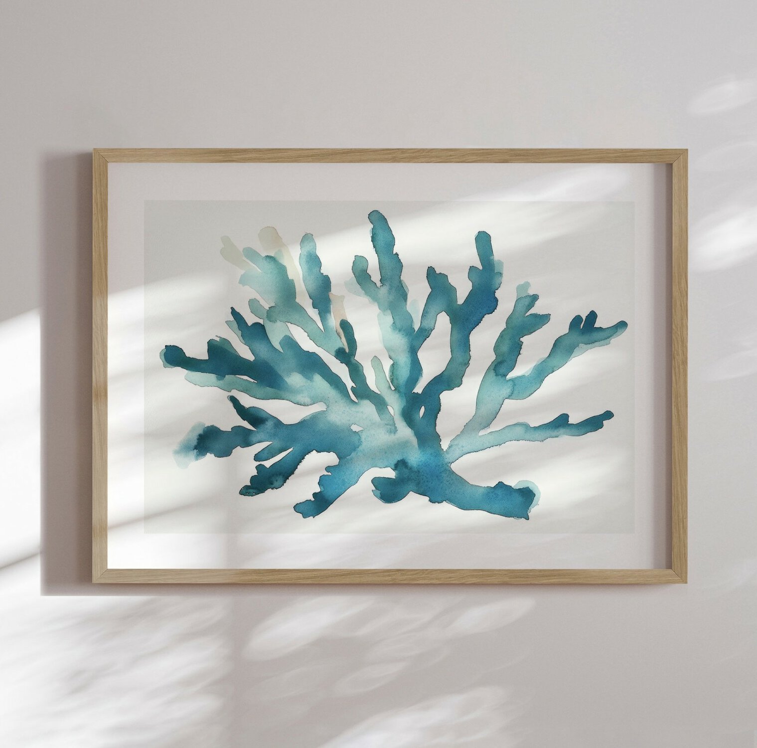 Turquoise Coral -Innrammet plakat 30x40