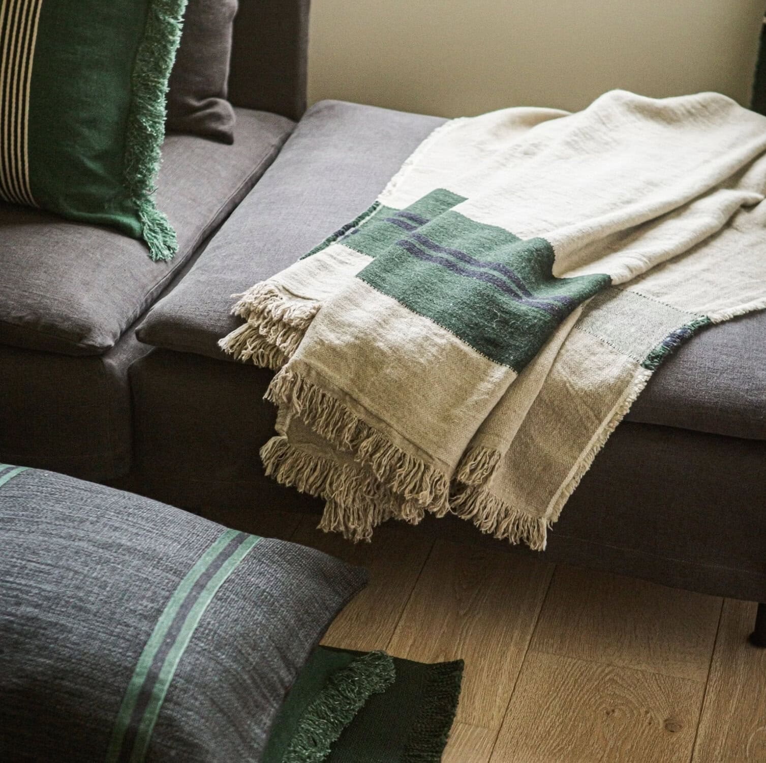 Pledd -Omaha Stripe Green -140x220 - Bilde 3