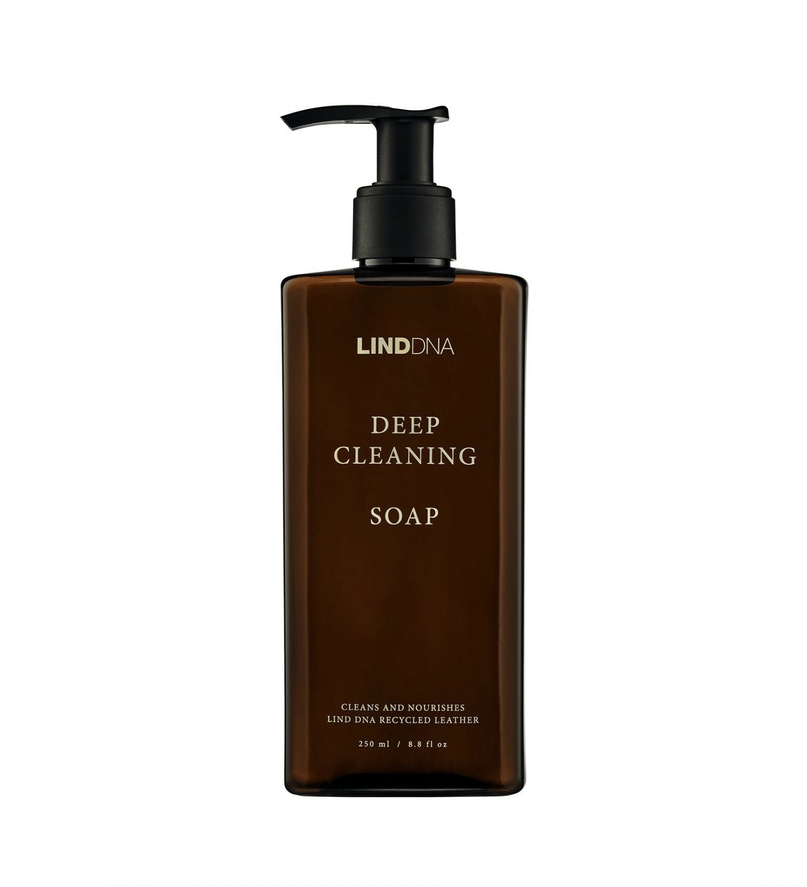 LIND DNA Deep Cleaning Soap 250 ml i brun flaske med sort pumpe