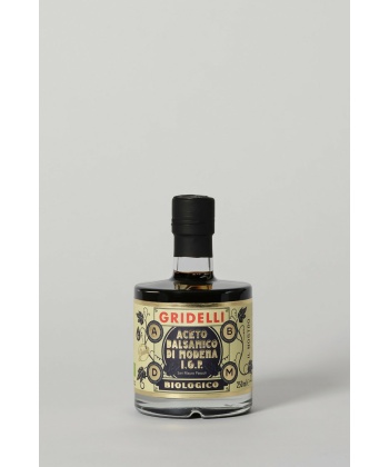 Gridelli Aceto Balsamico di Modena I.G.P. økologisk balsamico i glassflaske med kremfarget etikett, 250 ml
